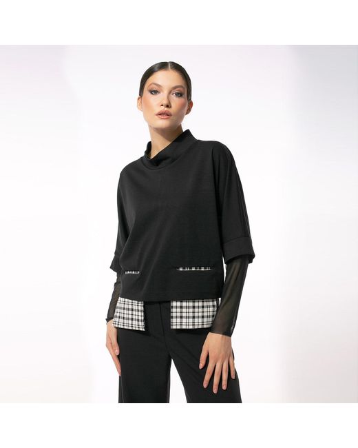 Larisa Dragna Black Midnight Tee Contrast Blouse