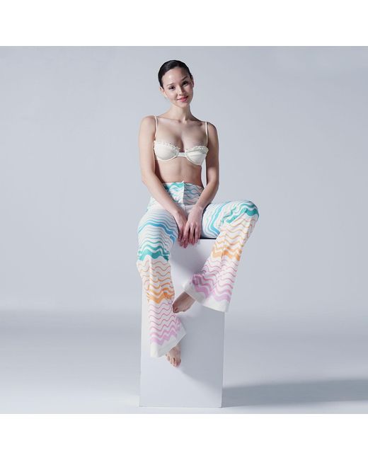 LOVEIST STORE Blue Solana Printed Flared Trousers