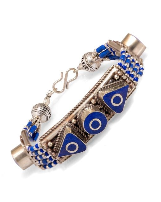 Ebru Jewelry Blue Nepal Design Lapis Lazuli & Bohemian Bracelet