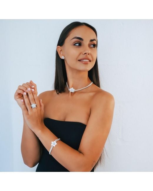Luna Charles Metallic Odette Moonstone Spiky Star Choker Necklace