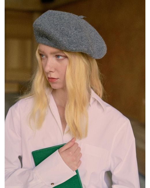 Lost Pattern Gray Bon Chic Wool Beret