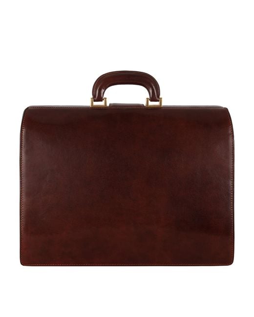 Time Resistance Brown Large Leather Briefcase for men