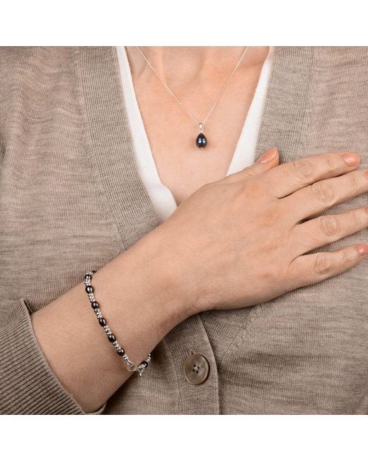 Nellou Jewellery Metallic Ellen Gem Pearl Bracelet Plated Sterling