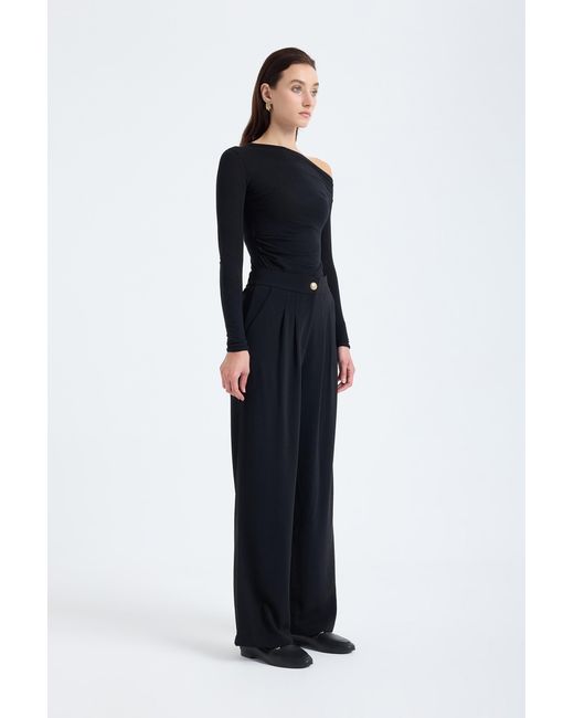 Monlicia Black Elara High Waist Pleated Trousers –