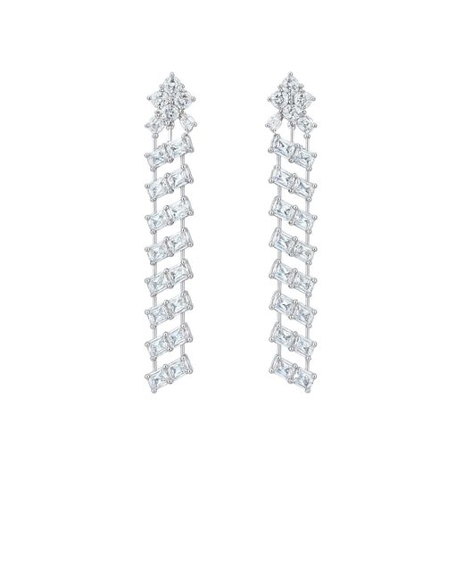 Maison De Gala White Cascading Zigzag Earrings