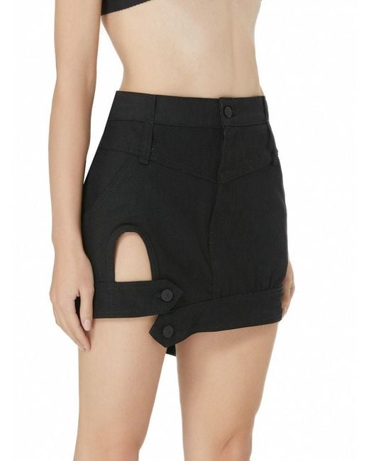Gao Republic Black Mini Skirt Cut-Out Denim