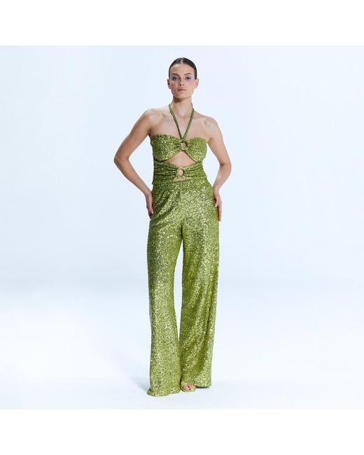 Nur Karaata Green Faena Top & Pant Set
