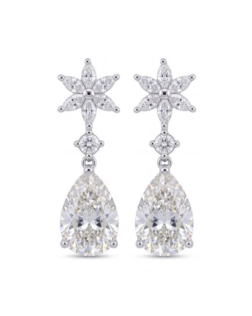 Latelita London White Sunflower Moissanite Drop Earrings