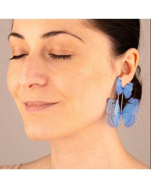 Oana Savu Blue Light Silk Butterfly Earrings Sterling Bridesmaids Earrings