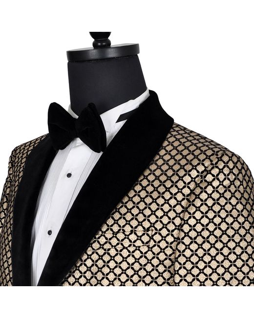DAVID WEJ Green Washington Jacquard Velvet Shawl Lapel Blazer for men