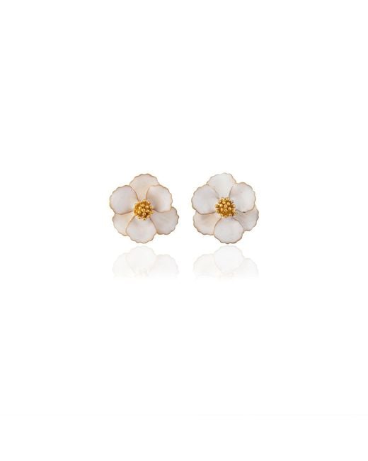 Milou Jewelry White Petite Flower Earrings