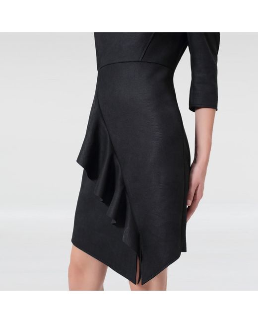 Smart and Joy Black Suede Structured Tailor Dress