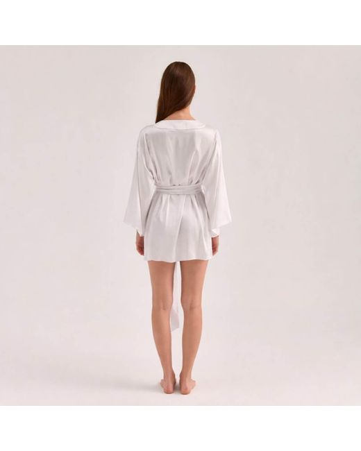 Avenue 8 White Mini Silk Robe