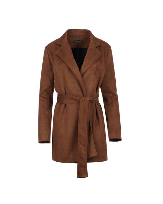 Conquista Brown Suede-Look Jacket With Belt