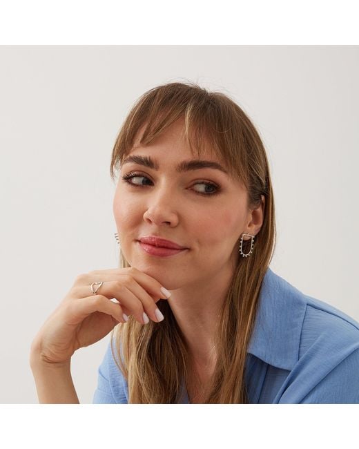 Spero London Metallic Sterling Shield Crown Natural Textured Earrings