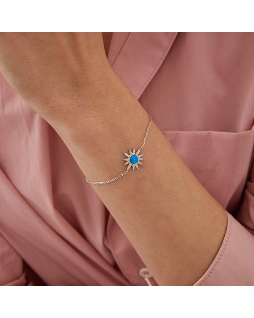 Spero London Blue Opal Sun Sterling Bracelet