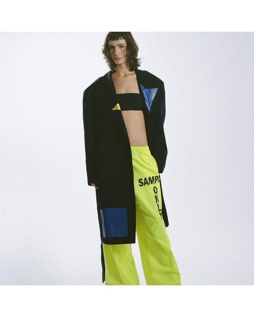 Miro Misljen Blue Printed Belted Overcoat