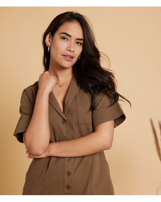 Known Supply Brown Cotton Utility Jumpsuit