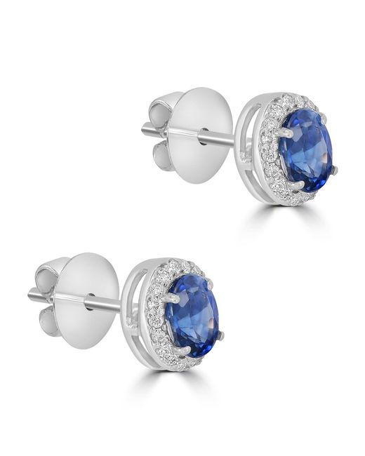 Artisan Blue 18K Sapphire & Diamond Oval Halo Stud Earrings