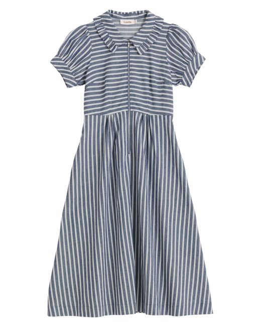 Louche Blue Yassine Ticking Stripe Midi Dress