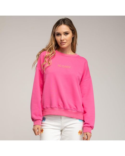 Tantra Spain Sl Pink Sweatshirt With Iconic Fluorescent Text On The Front And Back Fucsia