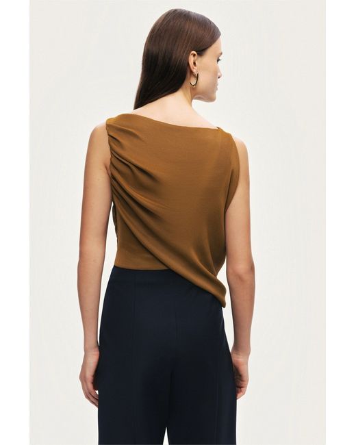 Nocturne Green Draped Sleeveless Blouse