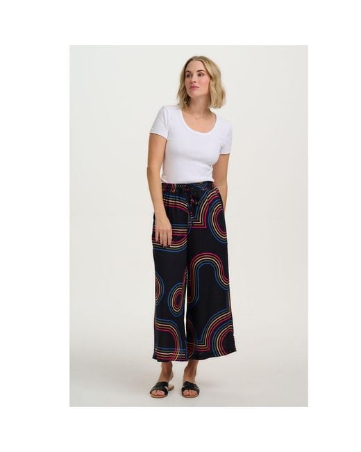 Sugarhill Blue Ameera Cropped Wide Leg Trousers, Retro Racer