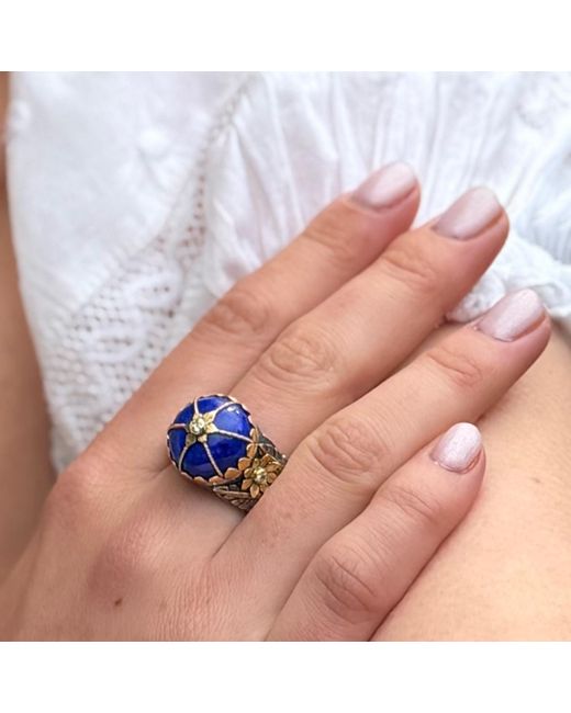 Emma Chapman Jewels Blue Lapis Lazuli Diamond Cocktail Ring