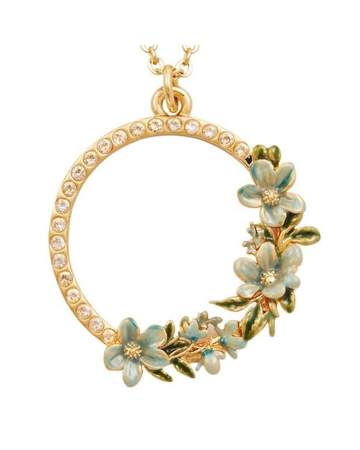 Fable England Metallic Floral Wreath Necklace & Floral Wreath Hoop Earrings Set