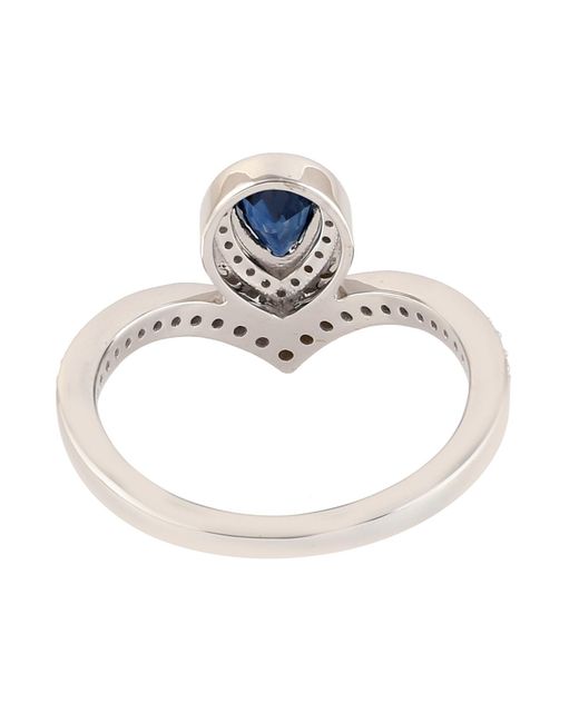 Artisan Metallic Pear Cut Sapphire Diamond V Ring