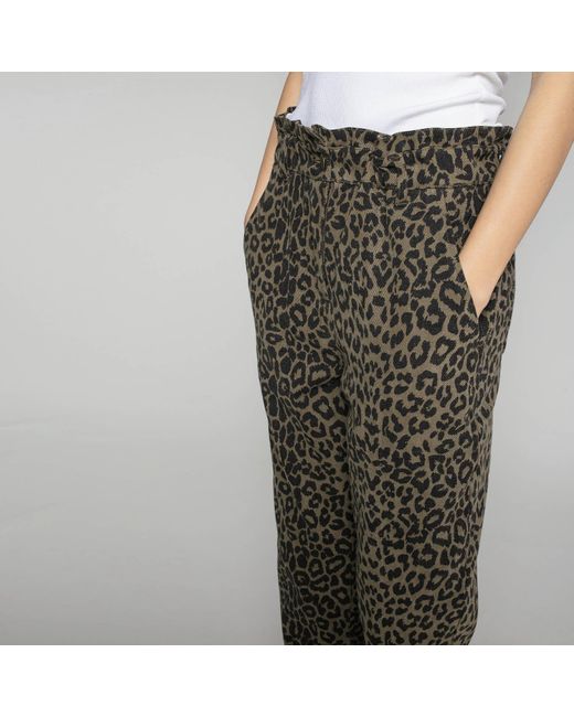 Nooki Design Green Caroline Leopard Trousers In Khaki