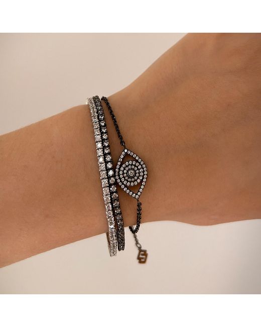 SALLY SKOUFIS Black Flirtation Bracelet With Made Cz Diamond Stimulant