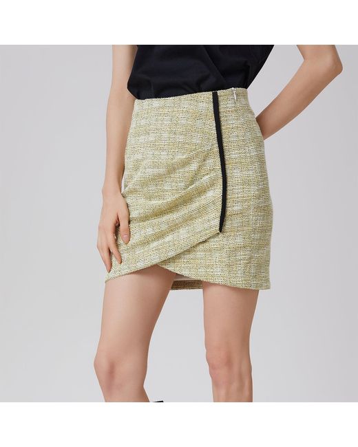 Smart and Joy Green Short Skirt With Side Drape And Bias