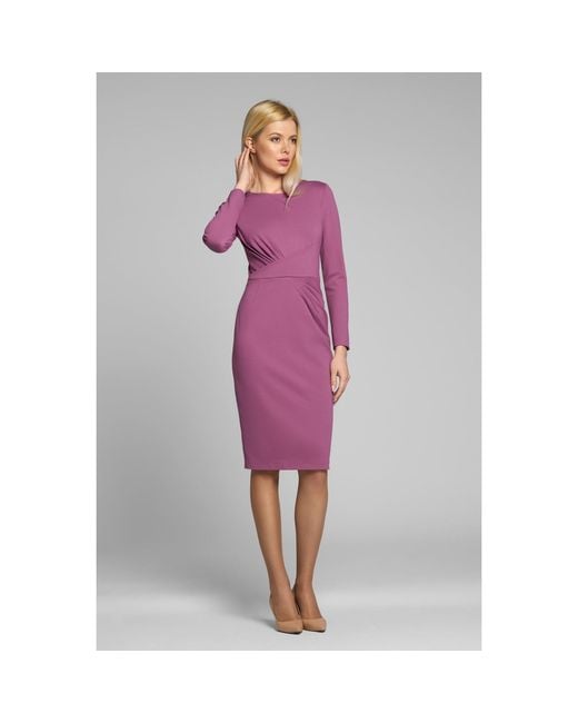 Rumour London Purple Rebecca Soft Jersey Dress With Waistline Drapes