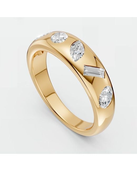 Aya Fine Jewelry Metallic Mixed Shape Lab Diamond Flush Set Geometric Statement Ring