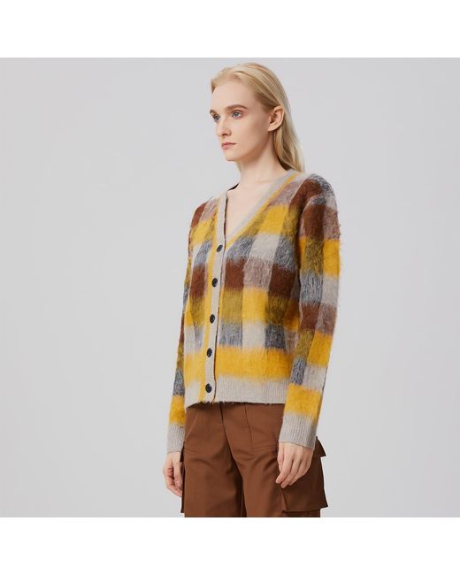 Smart and Joy Orange Check Pattern Cardigan