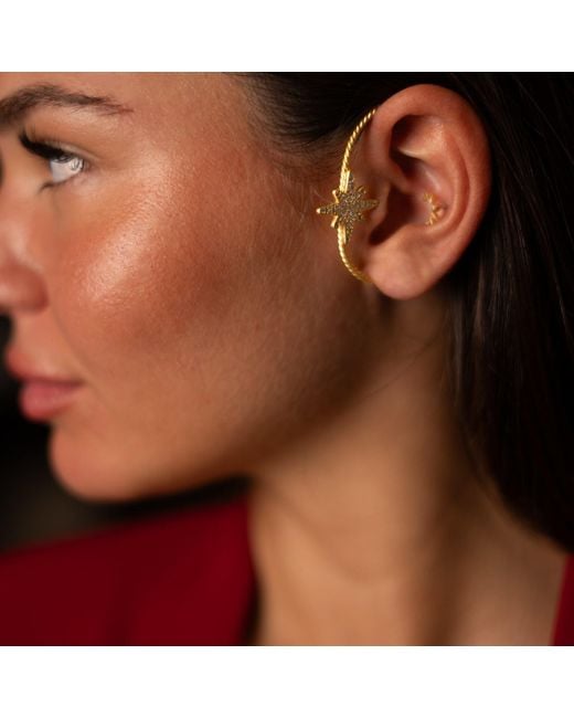Ebru Jewelry Metallic North Star Sparkle Vermeil Unique Ear Cuff