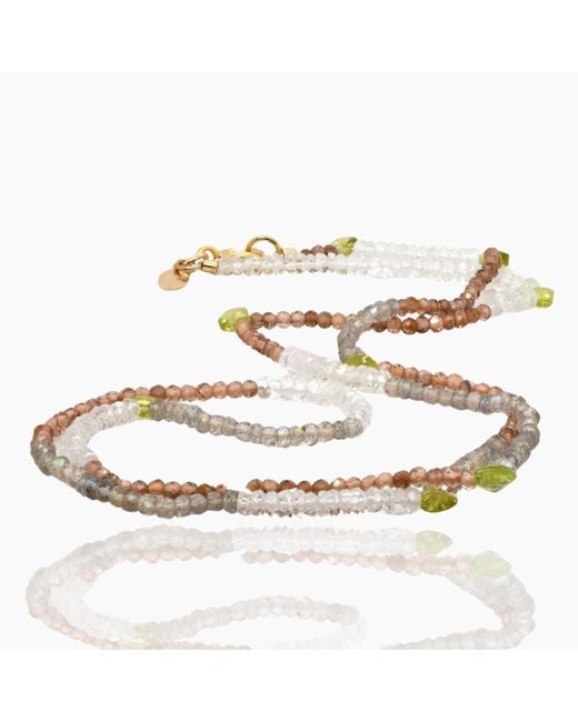 Lori Kaplan Design Metallic Neutrals Triple Wrap Andalusite, Topaz, Labradorite Bracelet Or Necklace