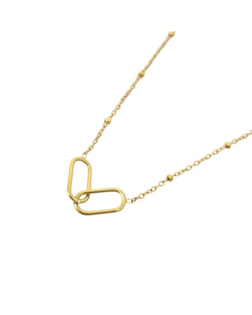 Harfi Metallic Interlocking Paperclip Infinity Plated Necklace
