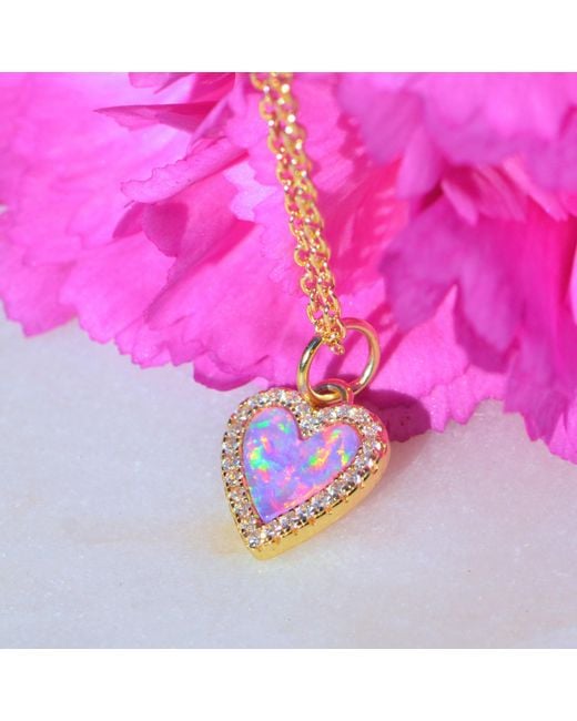 KAMARIA Metallic Mini Opal Heart Necklace With Crystals