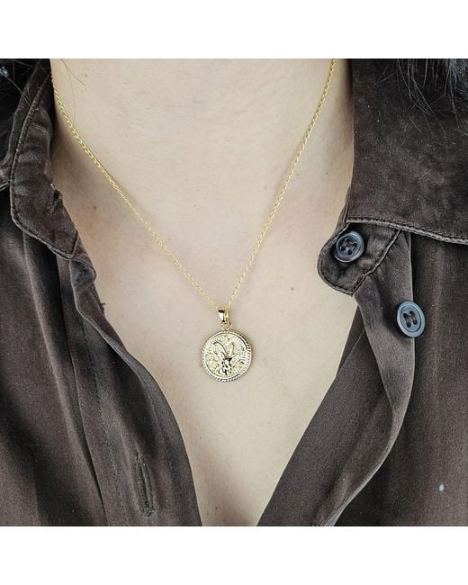Harfi Metallic Capricorn Plated Zodiac Astrology Pendant Charm Necklace