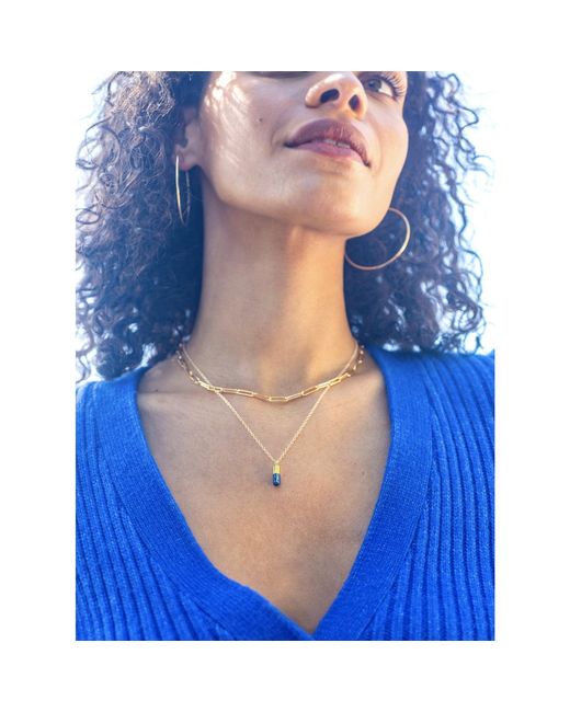 Kris Nations Metallic Chill Pill Enamel Necklace Gold Filled & Black Enamel