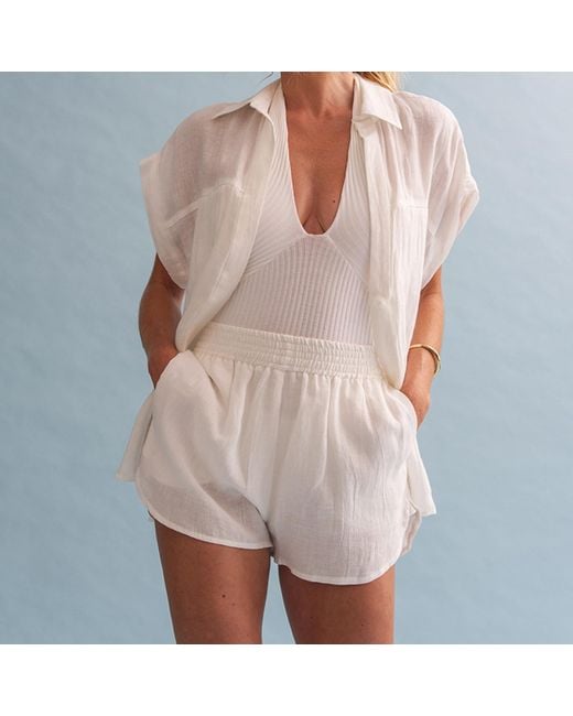The Summer Edit White Darcy Linen Short