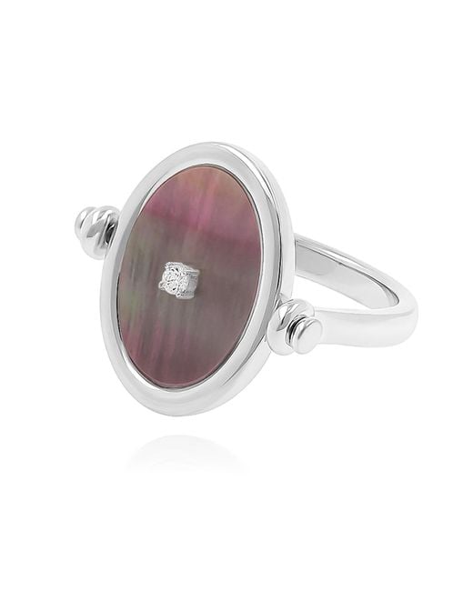 Cote Cache Metallic Mother Of Pearl Flip Mirror Ring