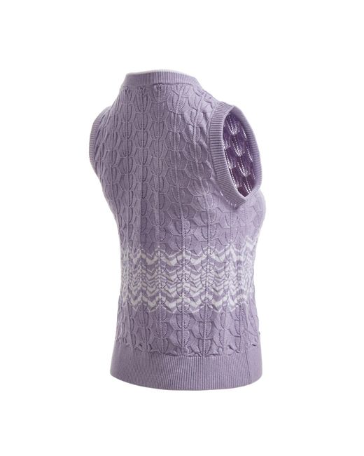 Fully Fashioning Purple Mahalia Crochet Knit Vest