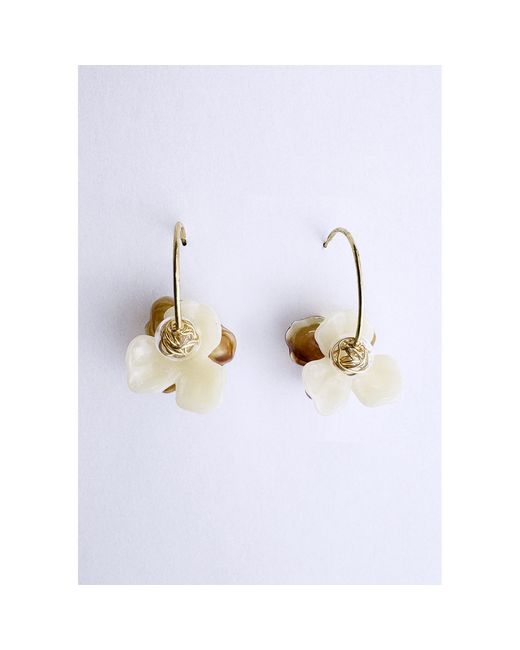 Paisie Metallic Neutrals Amber Bloom Hoop Earrings