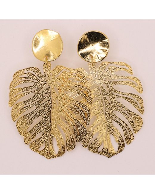 Nart Nature Making Art Metallic The Metal Monstera Earrings