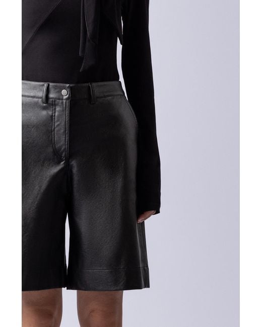 Lendrop Studios Black Kumi Long Leather Shorts