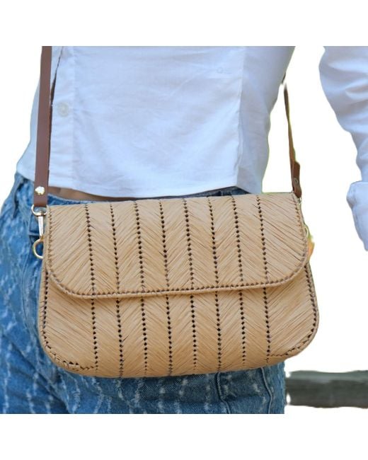 Springmoonatelier Metallic Neutrals Cream Raffia Medium Strappy Bag