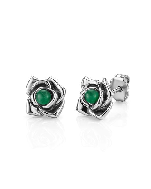 Unaloe Metallic Emerald Floral Lobe Earrings Sterling – Luxury Jewelry For